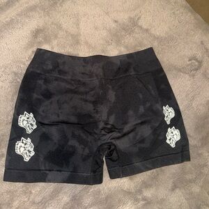 Darc Sport Black Women's Shorts with White Wolf Design